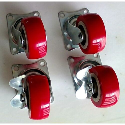 set de 4 roulettes diametre 50 mn 25 kg par roulette dont 2 avec freins