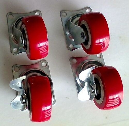 set de 4 roulettes diametre 50 mn 25 kg par roulette dont 2 avec freins