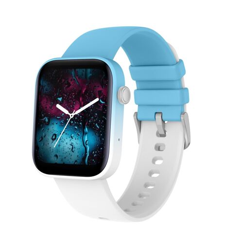 Montre Connectée Écran 1.8 Pouces Bluetooth Surveillance Cardiaque 100+ Sports Modes Bleu YONIS