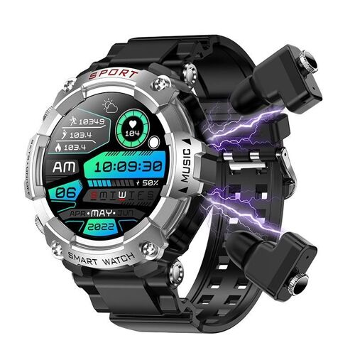 Montre Connectée Écouteurs Bluetooth Écran Amoled 1.52 Pouces Sport Et Santé Argent YONIS
