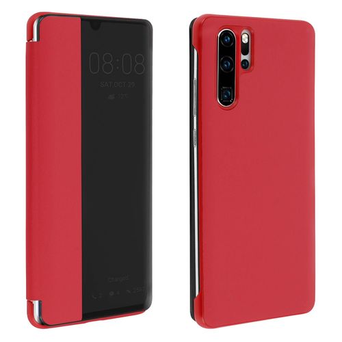 Housse Huawei P30 Pro Étui Grande Fenêtre Translucide Coque Rigide Rouge