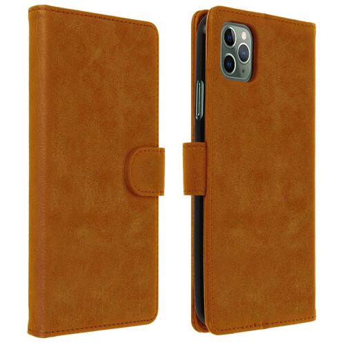 Étui pour Apple iPhone 11 Pro Max Clapet Portefeuille Support Vidéo Marron