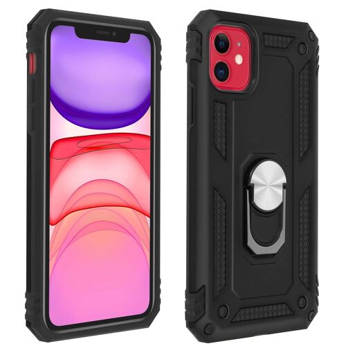 Coque Apple iPhone 11 Antichoc bi-matières Bague Support Vidéo noir