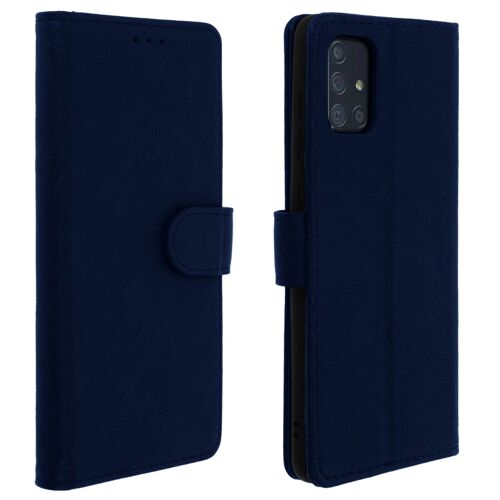 Étui Samsung Galaxy A71 Housse Intégrale Porte-cartes Fonction Support bleu nuit