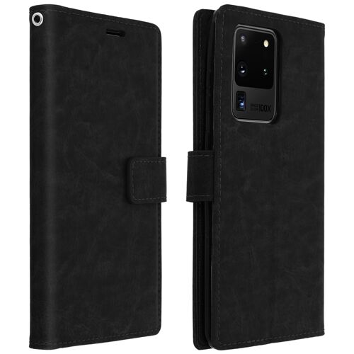 Housse Samsung Galaxy S20 Ultra Porte-carte Fonction Support Vidéo Vintage noir