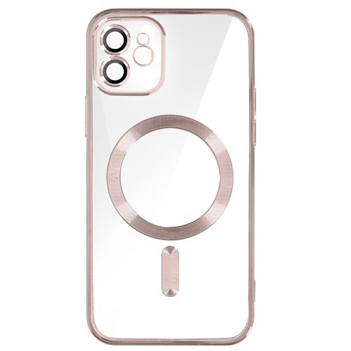 Coque Magsafe Pour Iphone 12 Silicone Protection Caméra Contour Chromé Rose Gold