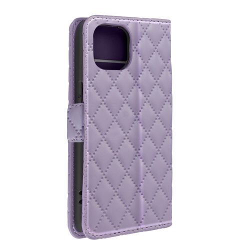 Étui Folio Pour Iphone 15 Design Rhombique Matelassé Collection Geo Violet