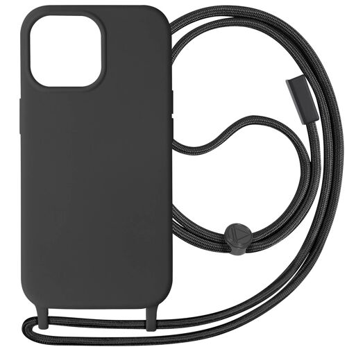 Coque Cordon pour iPhone 15 Pro Max Lanière Tour du Cou 80cm série Corda Noir