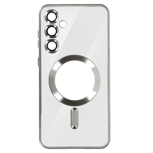 Coque MagSafe pour Samsung S23 FE en Silicone Contour Chromé Argent