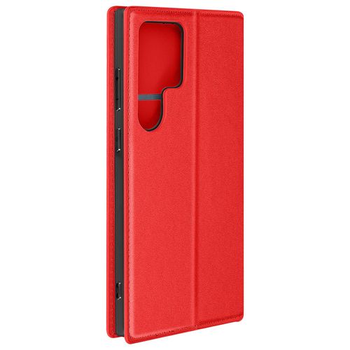 Étui pour Galaxy S24 Ultra Porte-carte Support Vidéo Clapet Magnétique Rouge