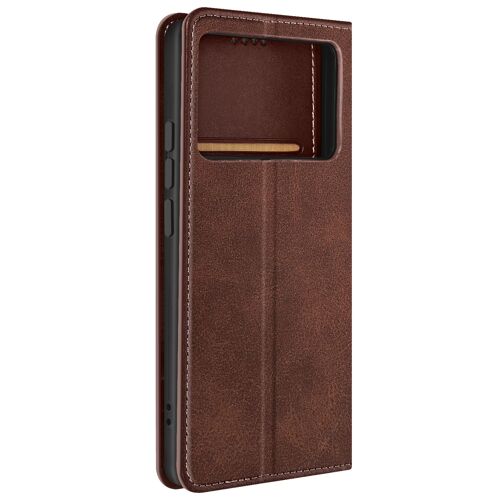 Housse portefeuille pour Xiaomi Poco X6 Pro Clapet magnétique support Marron foncé