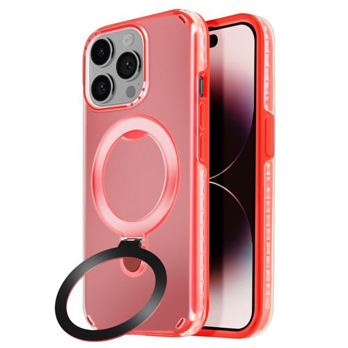 Coque Magsafe Pour Iphone 14 Pro Max Antichoc Avec Support Pliable Rouge