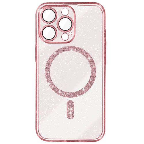 Coque Magsafe Pour Iphone 15 Pro Max Silicone Pailleté Rose Champagne