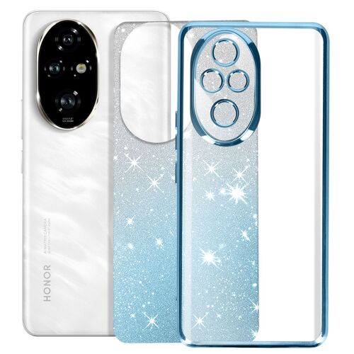Coque pour Honor 200 Pro Motif Paillette Dégradé Caméra Protégée Bleu clair