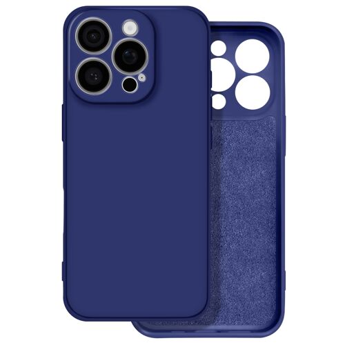 Coque pour iPhone 16 Pro Soft Touch Mat Silicone Flexible Bleu nuit