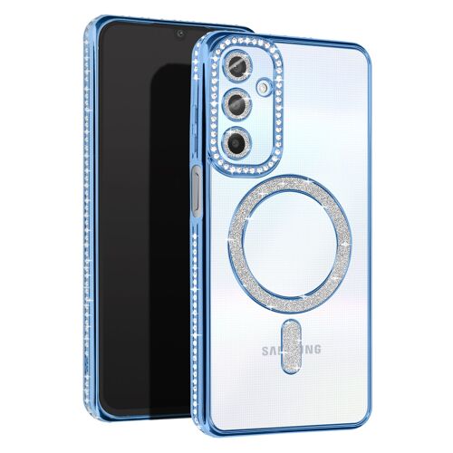 Coque Diamant pour Samsung Galaxy A25 MagSafe Contour Strass Bleu clair