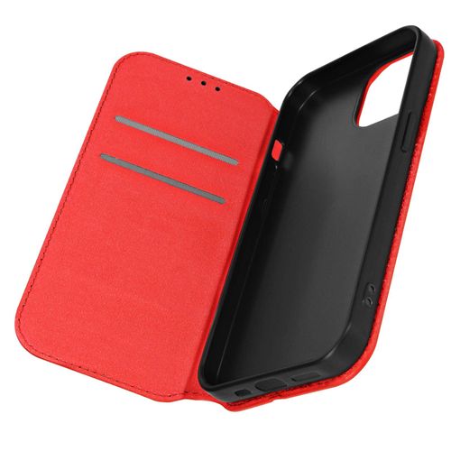 Étui Pour Iphone 15 Pro Max Porte-Carte Support Vidéo Clapet Magnétique Rouge