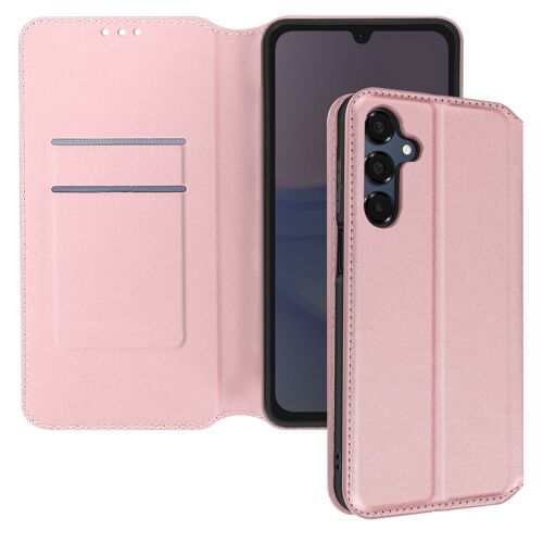 Étui pour Samsung Galaxy A16 Clapet Porte-cartes et Support Vidéo Rose champagne