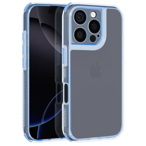 Coque pour iPhone 16 Pro Max Coins Antichoc Bumper Bleu clair