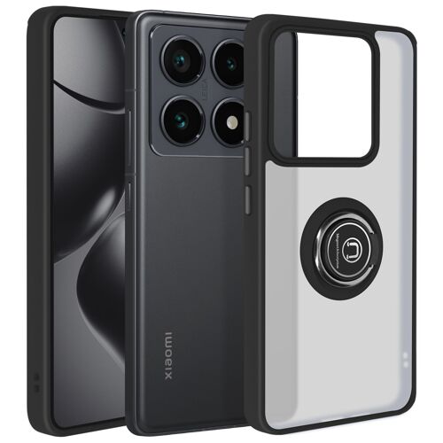 Coque pour Xiaomi 14T Pro Bague Métallique Support Vidéo Noir