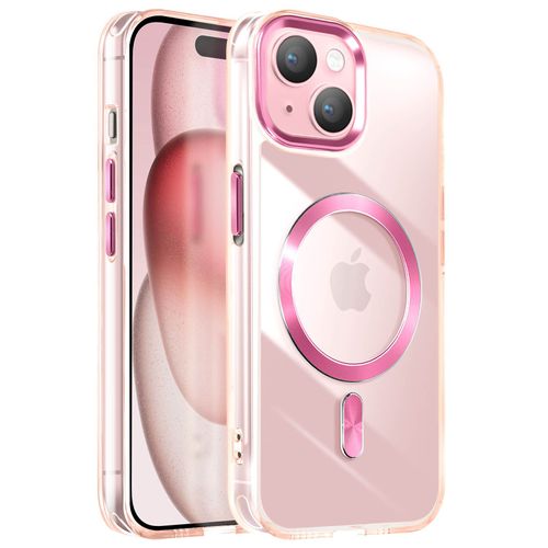 Coque MagSafe pour iPhone 15 Dos Cristal Color Rose champagne