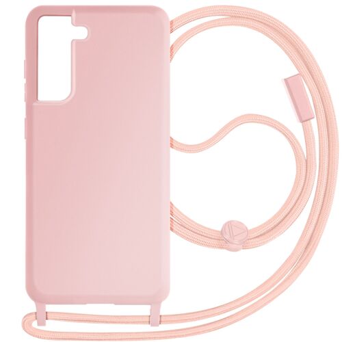 Coque Cordon pour Samsung Galaxy S21 FE Semi-Rigide Lanière 80cm Rose clair