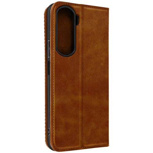 Étui Pour Honor 90 Lite Portefeuille Motif Croisillon Crossweave Wallet Marron
