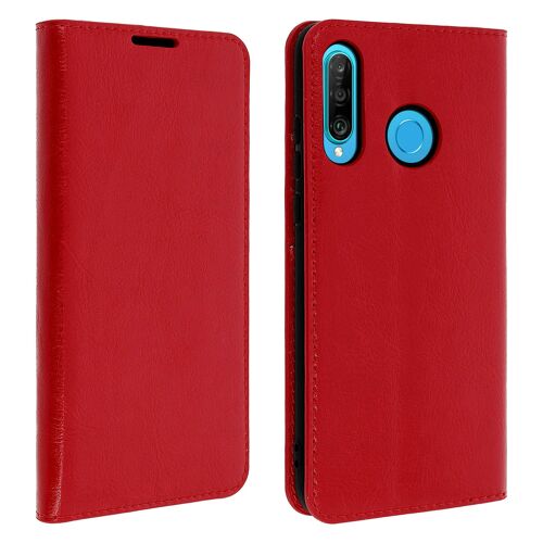 Étui Huawei P30 Lite Housse Folio Cuir Support Vidéo Rouge