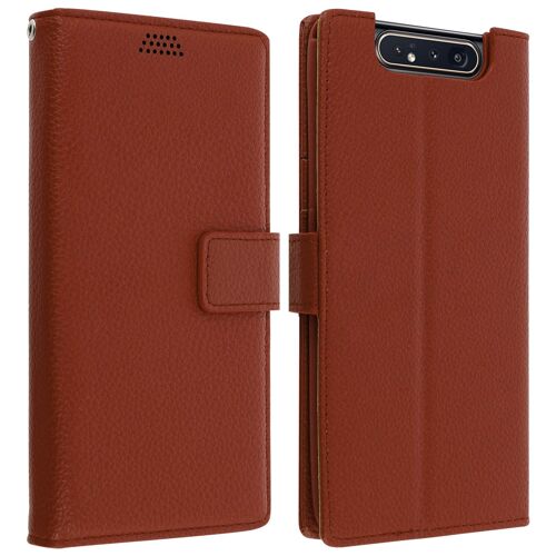 Housse Samsung Galaxy A80 Étui Folio Soft Touch Support Vidéo marron