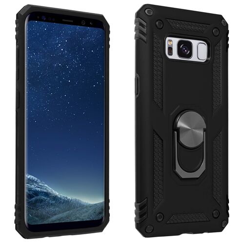 Coque Samsung Galaxy S8 Bi matière Rigide Souple Bague Support Vidéo noir
