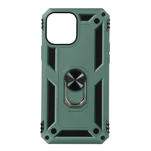 Coque iPhone 13 Pro Antichoc Hybride Bague Support Vidéo vert foncé