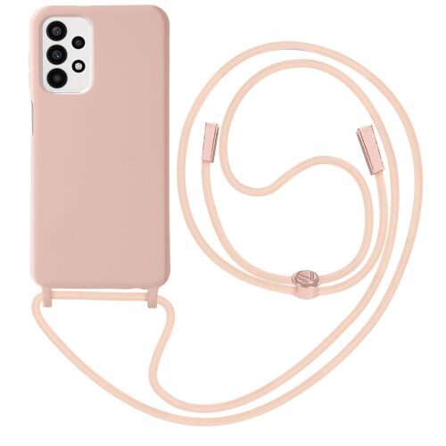 Coque Cordon pour Galaxy A23 5G et M23 5G Lanière Tour du Cou 80cm rose