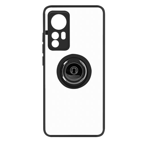 Coque Xiaomi 12 et 12X Bi-matière Bague Métallique Support Vidéo Noir