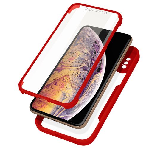 Coque 360° pour iPhone XS Max Dos Rigide Protection Écran Souple Contour rouge