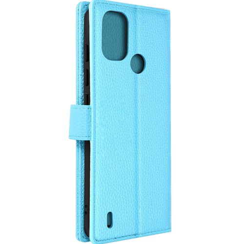 Housse Pour Nokia C21 Plus Support Vidéo Portefeuille Simili Cuir Bleu