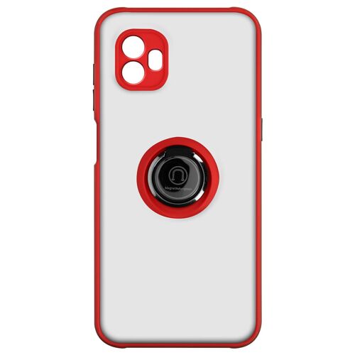 Coque Samsung Xcover 6 Pro Bi-matière Bague Métallique Support Vidéo rouge