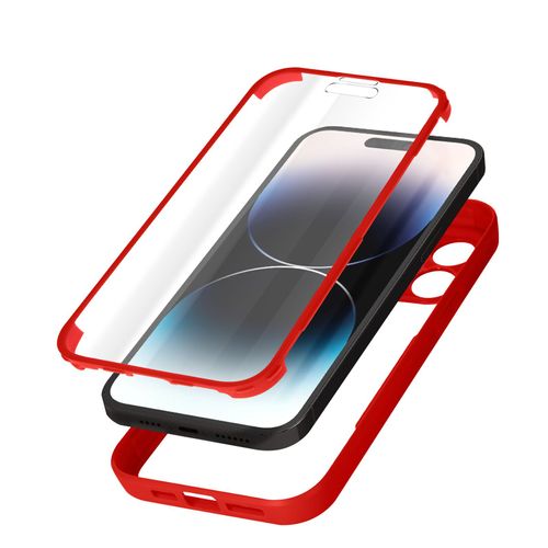 Coque Pour Iphone 14 Pro Max Dos Plexiglas Et Avant Polymère Contour Rouge