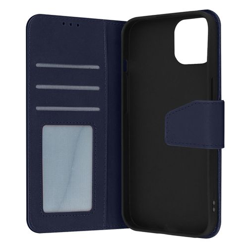Housse Pour Iphone 14 Pro Max Cuir Premium Porte-Carte Support Vidéo Bleu
