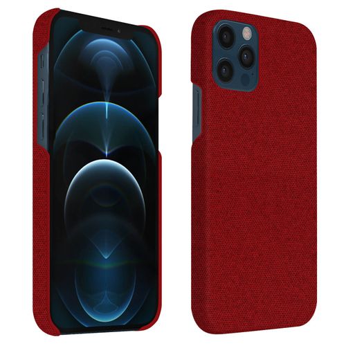 Coque iPhone 12 / 12 Pro Rigide Finition Tissu Anti-traces Lavable Rouge