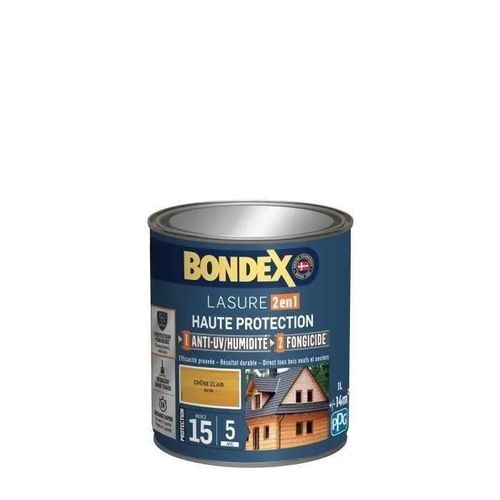 BONDEX - Lasure 2en1 Indice 15 / 5 ans - Chêne clair - Satin - 1L