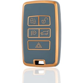 Coque De Clé Etui Cles Pour Land Rover Boitier Clé De Voiture Pour Range Sport Evoque Velar Freelander Discovery Defender Jaguar Voiture Clé À Télécommande Protecteur,Bleu Or