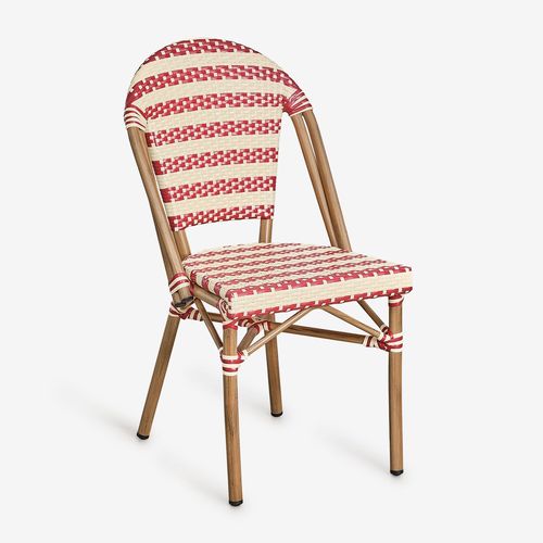 Lot De 2 Chaises De Salle À Manger Empilables En Aluminium Brielle Bistro Beige Crème - Rouge Bordeaux