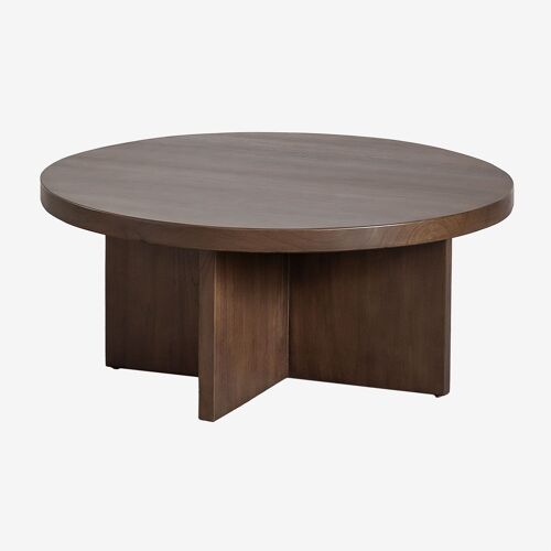 Table Basse En Bois Mindi (Ø80 Cm) Leidam Marron Bois Foncé