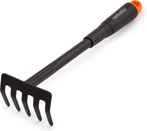 Ulteronixshop-Râteau à Main de Jardinage en Acier - Petit Râteau de Jardin à 5 Dents pour Jardin Balcon Potager - Râteau à Fleurs avec Manche Ergonomique - 9 cm de Large