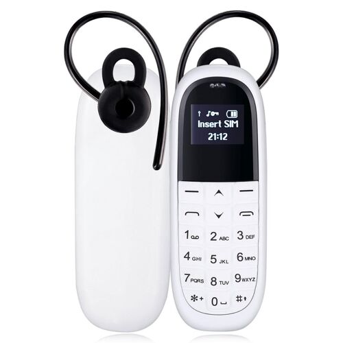 Téléphone Portable Mini Discret Bluetooth Anti-Perte Avec Clavier Anglais Blanc YONIS