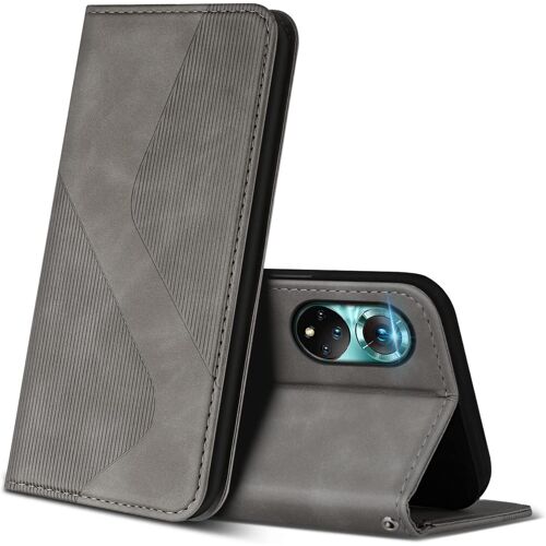 KAL-Coque Pour Huawei Honor 50 5G, Premium Étui Housse En Cuir De Protection Avec [Emplacements Cartes] [Magnetique], Clapet Folio Portefeuille Pour Huawei Honor 50 5G (Gris)