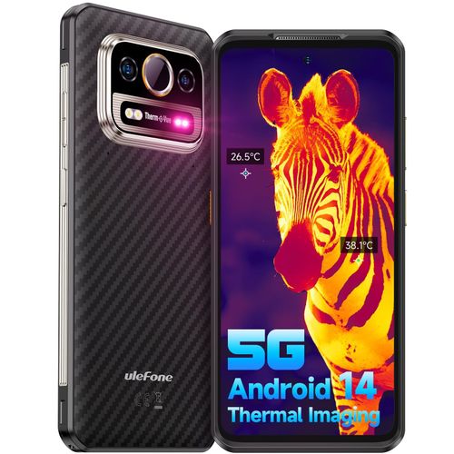 Ulefone Armor 25T Pro 5G Téléphone Portable Incassable, Caméra Thermique, 12Go+256Go Noir