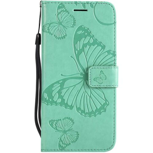 SJZG-Coque Pour Galaxy A6 2018, Papillon Imprimé Pu En Cuir Coque Magnétique Portefeuille Tpu Étui Housse Pour Samsung Galaxy A6 2018 - Vert