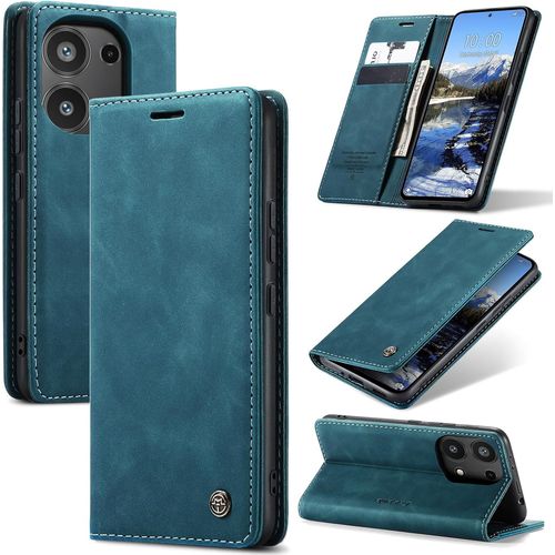 Kal-Coque Pour Xiaomi Redmi Note 13 Pro 4g Premium Housse Cuir Protection Pochette Rabat Portefeuille Flip Case Porte Magnétique Coque Étui Pour Redmi Note 13 Pro 4g, Bleu Vert