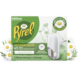 Diffuseur Electrique Liquide - Répulsif Moustiques 45 Nuits - Sans Parfum - 1 Diffuseur + 1 Recharge